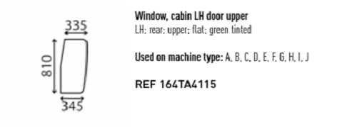 For JCB JS Glass UPPER REAR DOOR WINDOW LEFT - FLAT - TINTED