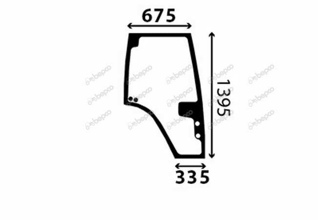 For FENDT Farmer 300 Favorit 500/800/900 DOOR WINDOW RIGHT - CURVED - TINTED