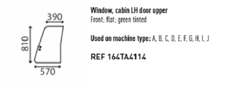 For JCB JS Glass UPPER FRONT DOOR WINDOW LEFT - FLAT - TINTED
