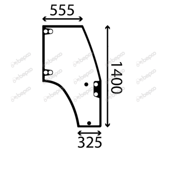 For KUBOTA ST STV DOOR WINDOW RIGHT - CURVED - TINTED