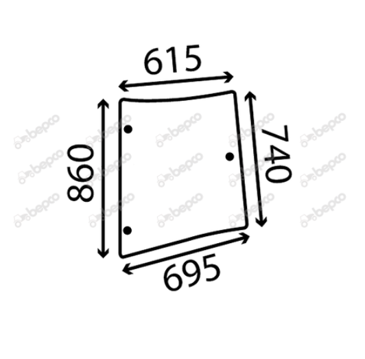 Massey Ferguson Cab Overwing Glass RH Flat Bottom  5400 Series