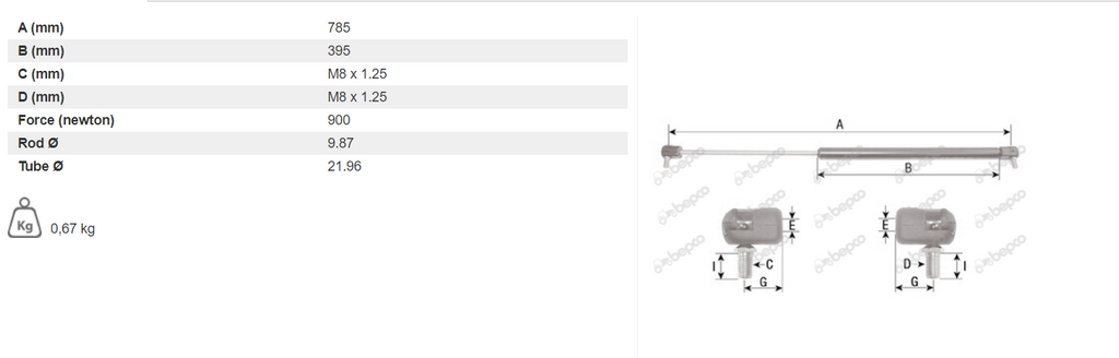 Deutz Bonnet Gas Strut