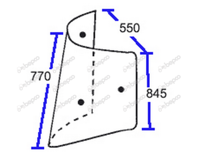 Massey Ferguson Cab Over Wing Glass RH 6100, 6200, 6400, 8100, 8200