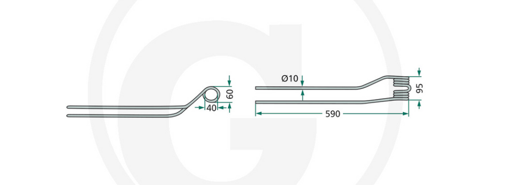 For KRONE KS Swather Tine Left, Inner PACK OF 4