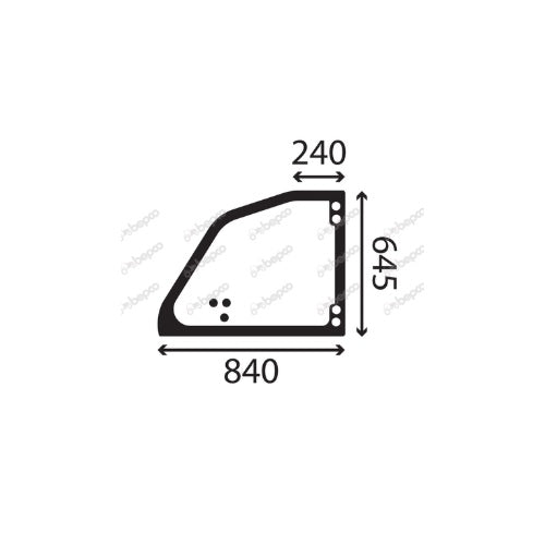 Merlo Cab Glass UPPER DOOR WINDOW LEFT - FLAT - NON-TINTED