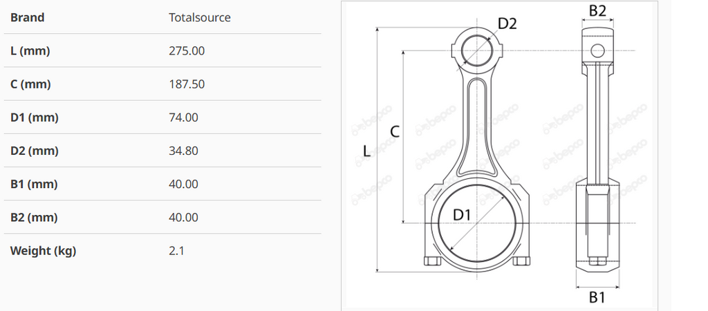 For JOHN DEERE ENGINE CONNECTING ROD Ø 73 X 34 MM - STROKE 187.5 MM