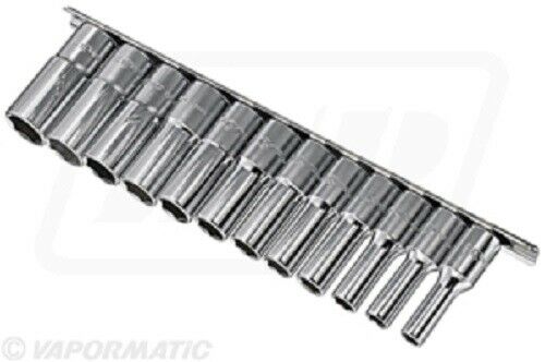 Genius 12PC.Metric Deep Hand Socket Set 8mm-19mm + socket holder 3/8"Dr