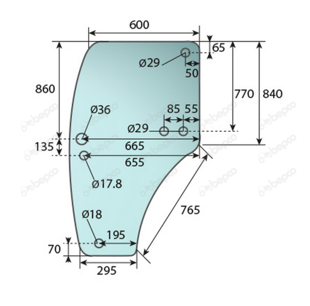 For JOHN DEERE 5M 5R 6D 6M DOOR WINDOW GLASS LEFT - CURVED - TINTED