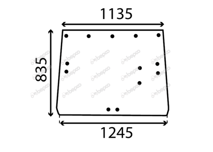 John Deere 30, 40, 50 Series Rear Window Glass  13 Holes