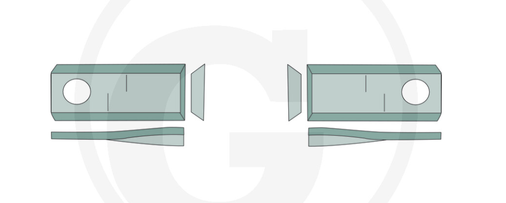 For KUHN MOWER BLADES 116 X 48mm (25) Left, with rounded head 25 mm