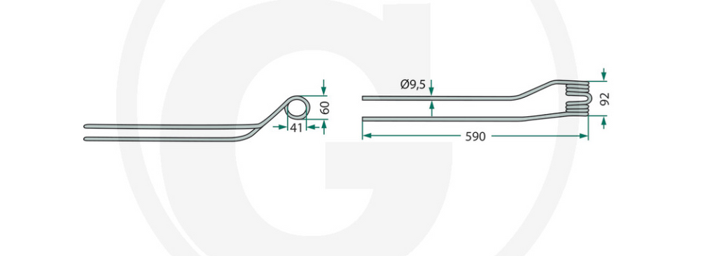 For KRONE KS Swather Tine Right, Outer PACK OF 4