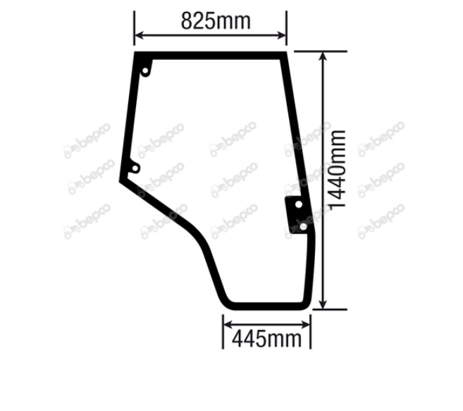 For MASSEY FERGUSON 5400 SERIES DOOR GLASS RIGHT - CURVED - TINTED