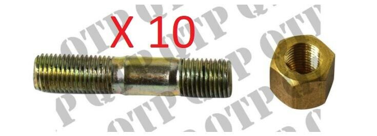 for, Massey Ferguson Exhaust Manifold Stud & Nut Assembly 3/8" - PACK OF 10