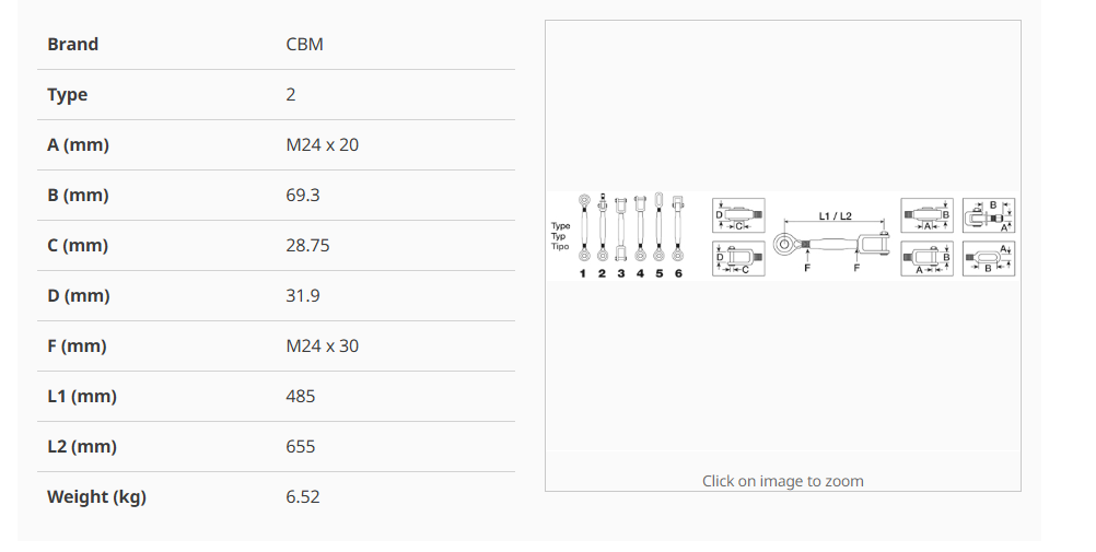 For CASE C CS FARMALL LUXXUM STABILIZER L 485/655 MM - M 24 X 2 MM