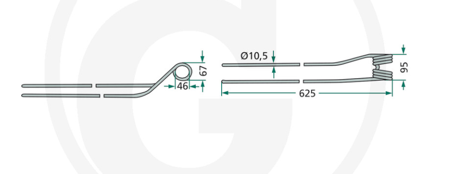 For KRONE KS Swather Tine Right, Inner PACK OF 4