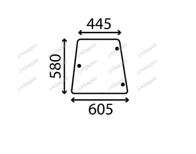 Massey Ferguson 300 Series Cab Side Glass LH or RH 605mm x 580mm