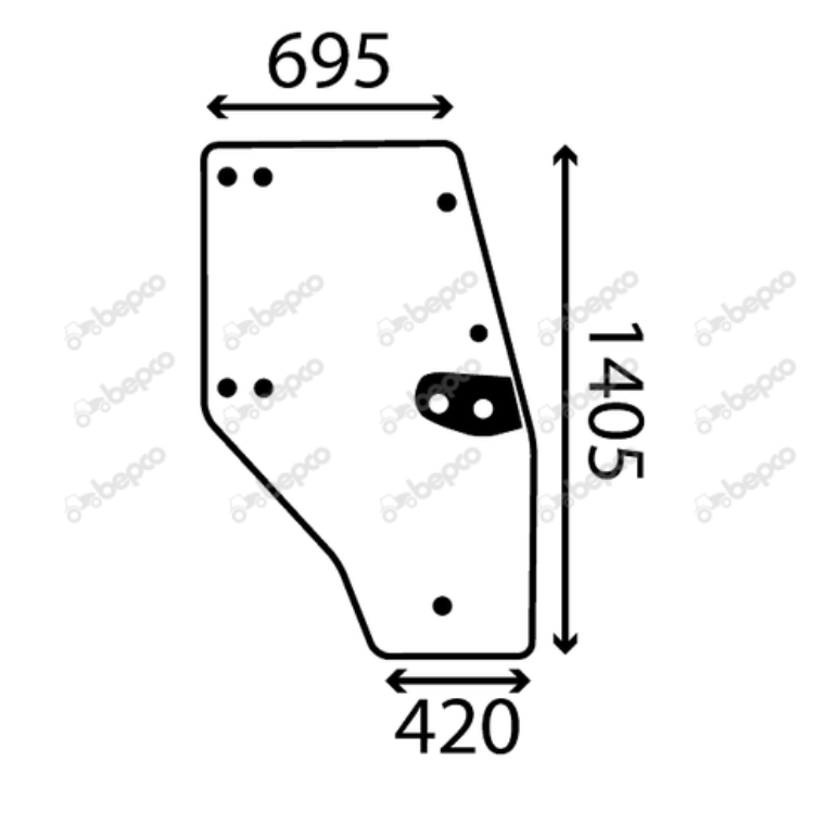 For DEUTZ DX3 AGROPRIMA AGROXTRA DOOR WINDOW GLASS RIGHT - CURVED - TINTED