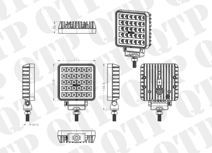 LED WORKLIGHT 4 inch square 30W Utility High Intensity 2,700 lumens
