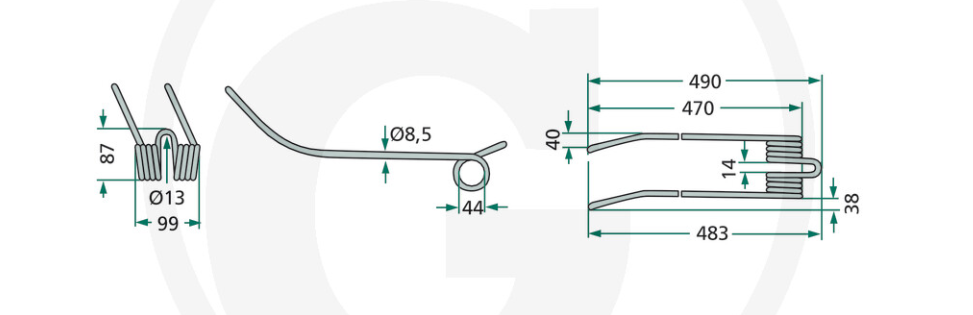 For KUHN GA Swather Tine pack of 5