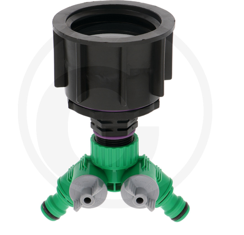 IBC adaptor, long S60x6 with 2-way valve