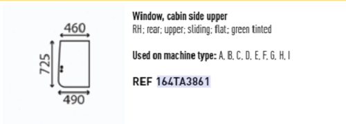 For HITACHI SLIDING UPPER REAR SIDE WINDOW RIGHT - FLAT - TINTED
