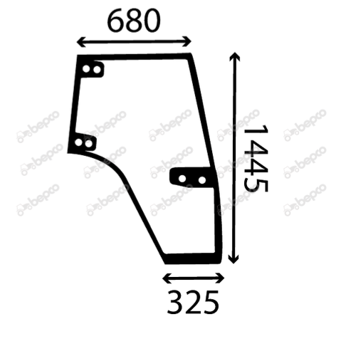 For CASE IH CS CVX DOOR WINDOW RIGHT - CURVED - TINTED