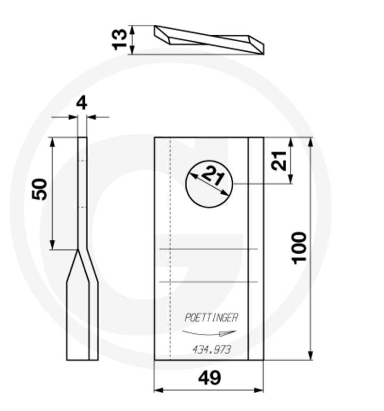 For Pottinger Mower Blade, left DURASTAR PACK OF 10