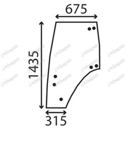 FENDT DOOR WINDOW LEFT - CURVED - TINTED