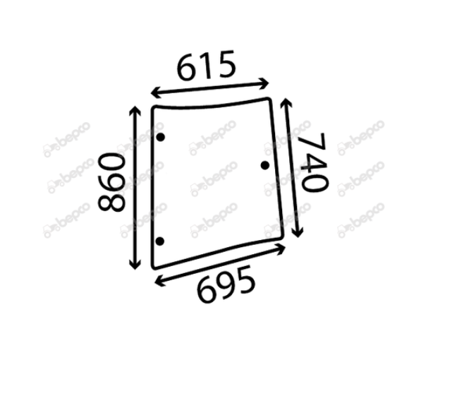 For MASSEY FERGUSON 5400 CORNER WINDOW RIGHT - CURVED - TINTED