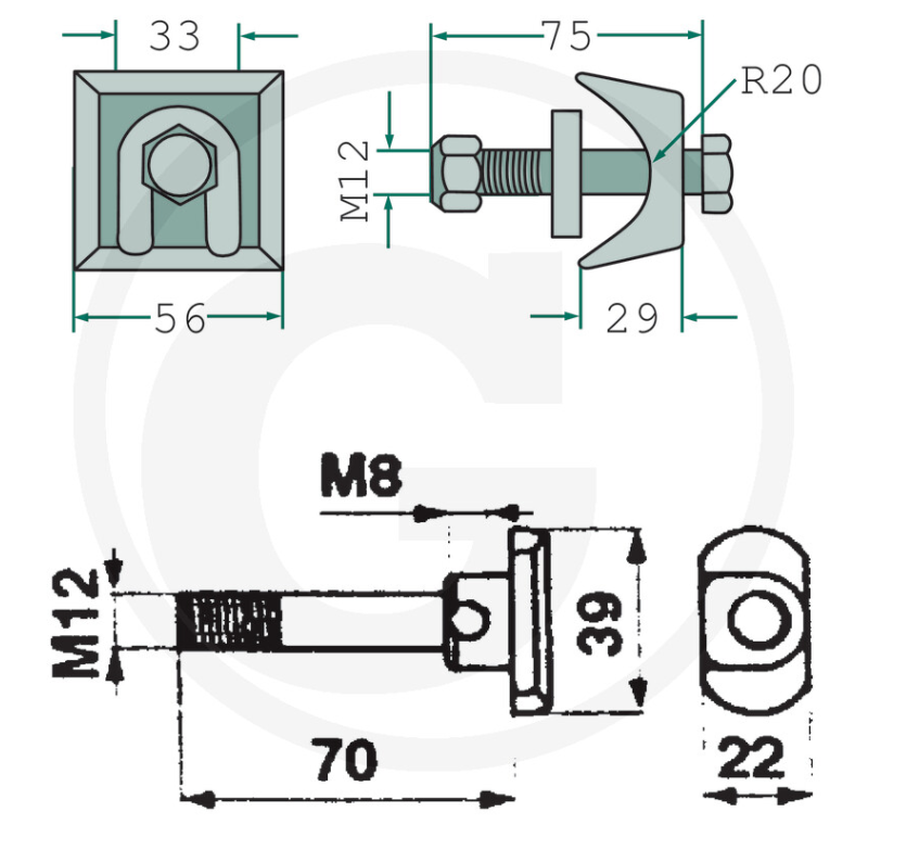 For KRONE SWATHER TINE Bolt M12 x 72 PACK OF 10