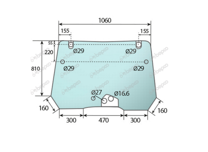 For DEUTZ OPENING FRONT WINDSCREEN CURVED - TINTED