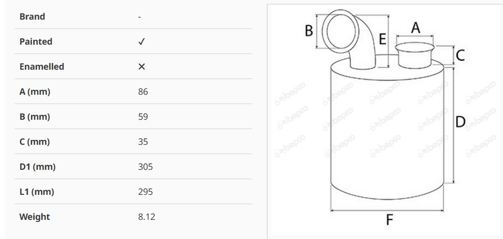 For JOHN DEERE 6600 6800 6900 SILENCER Ø INT. 59.3 - L. 295 MM