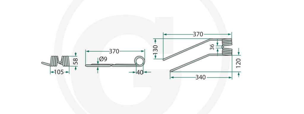 For FELLA Rotary tedder tines Pack of 10, left (red)