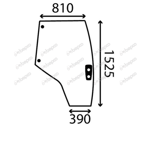 For MASSEY FERGUSON 56 57 66 67 76 77 DOOR GLASS RIGHT - CURVED - TINTED