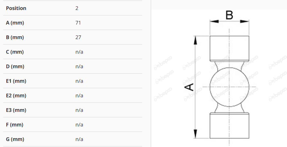 For MASSEY FERGUSON 4wd FRONT AXLE SPIDER,U-JOINT 27 X 71 MM