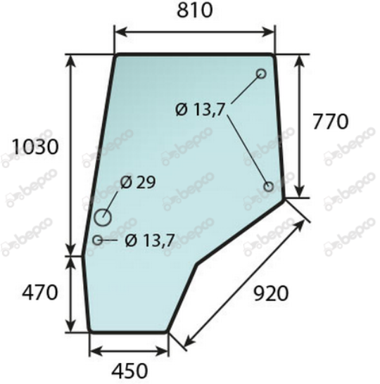 For MASSEY FERGUSON 5400 6400 7400 8400 SERIES DOOR GLASS LEFT - CURVED - TINTED