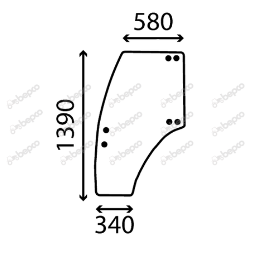 For MASSEY FERGUSON 2200 DOOR WINDOW LEFT - CURVED - TINTED
