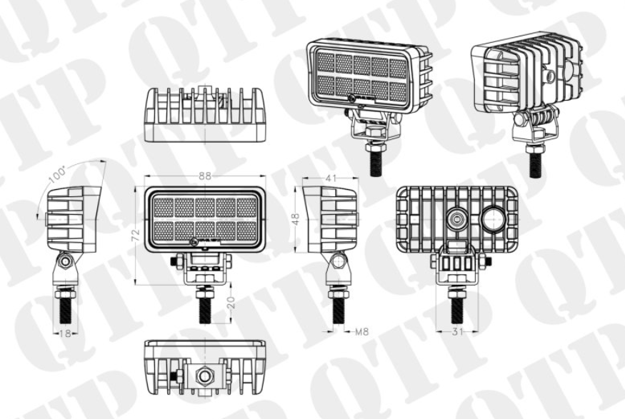 LED WORKLIGHT 3.5 inch Rectangle 10W 850 Lumens