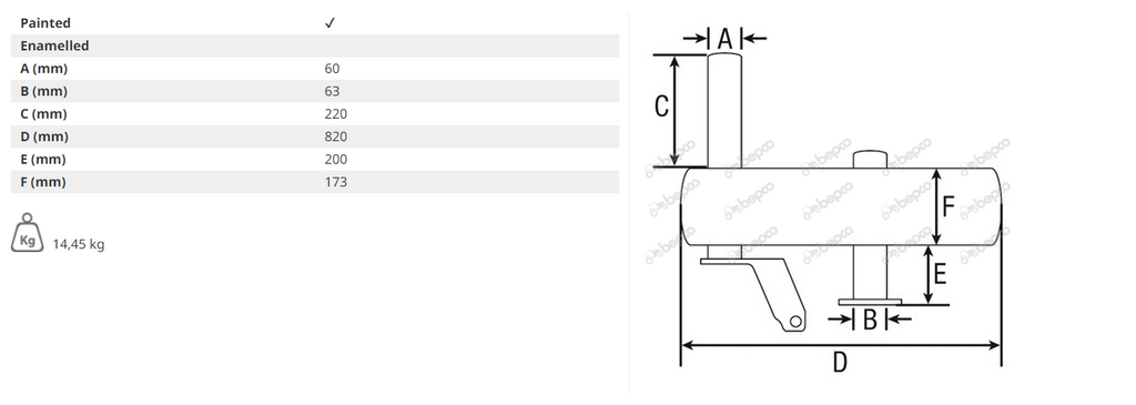 For FORD 7840 8240 8340 EXHAUST SILENCER INTAKE Ø 63 - L 820 MM