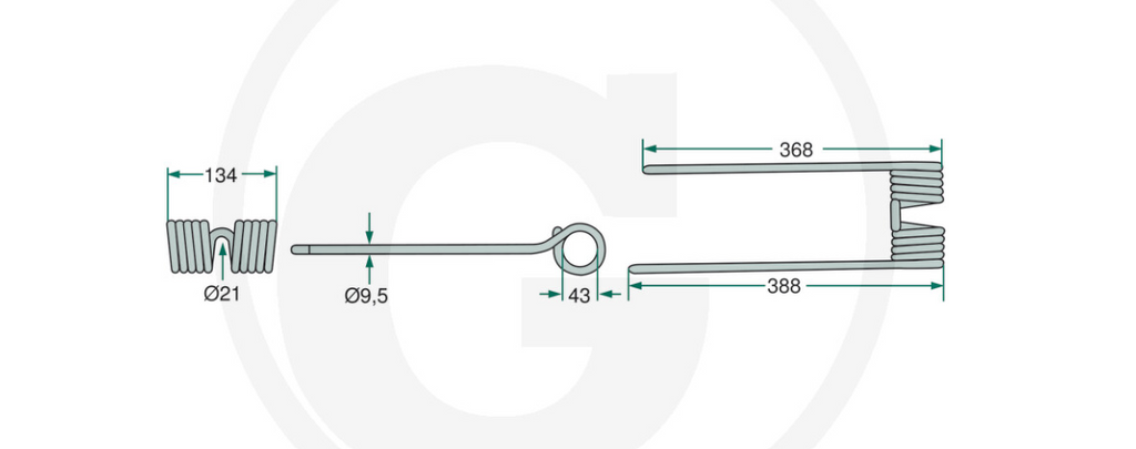 For KRONE Rotary Tedder Tine (Green) PACK OF 10