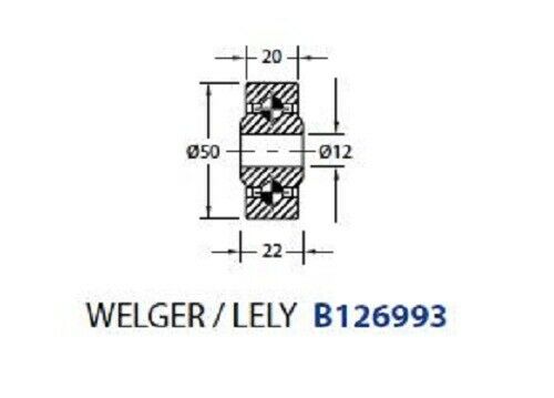 For WELGER / LELY AP41 Roller 50 X 22 X 12 mm