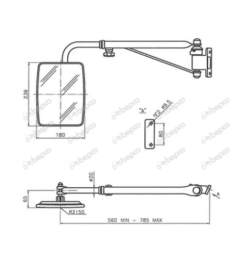 Deutz Hurlimann Lamborghini Same Complete Mirror - Left Hand