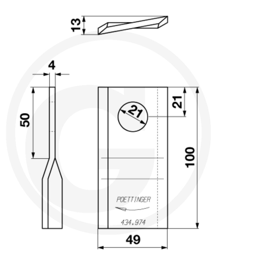 For Pottinger Mower Blade, right DURASTAR PACK OF 10