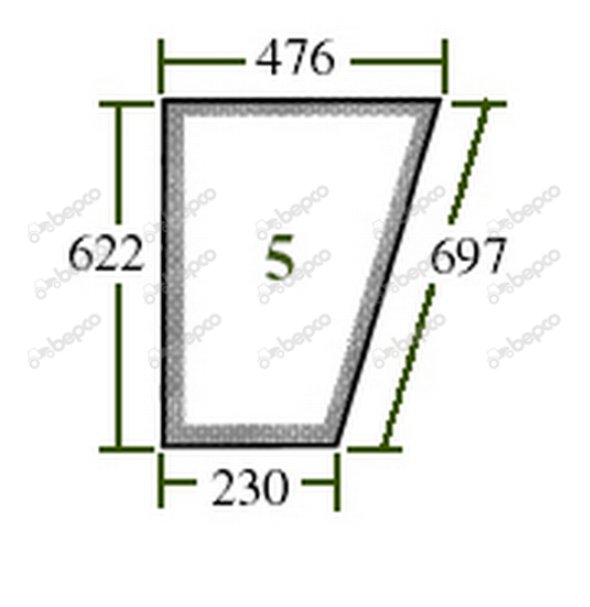 For DEUTZ LOWER DOOR WINDOW LEFT - FLAT - NON-TINTED SEKURA CAB