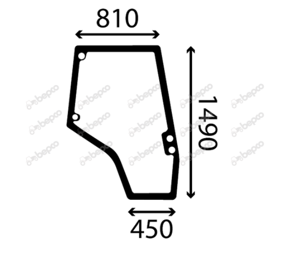 Massey Ferguson Cab Door Glass RH Right Hand 5400, 6400, 7400, 8400 Flat Bottom Cab