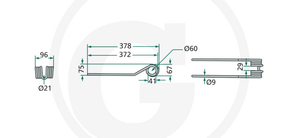 For Deutz-Fahr Pöttinger Vicon/PZ Rotary Tedder Tine (Black/blue) X 10