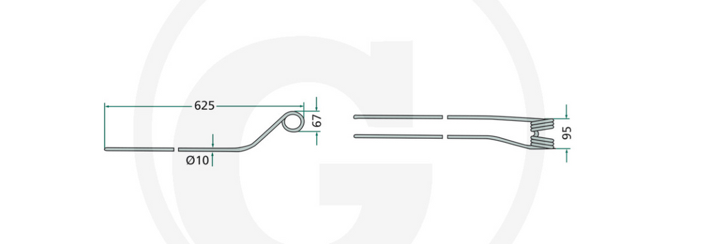 For KRONE KS Swather Tine Right, Outer PACK OF 4