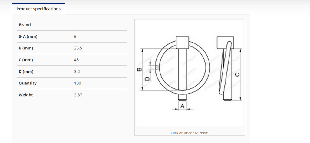LINCH PIN (STD ROUND) Ø 6 x 45 mm - BUCKET - ( 100 PCS )