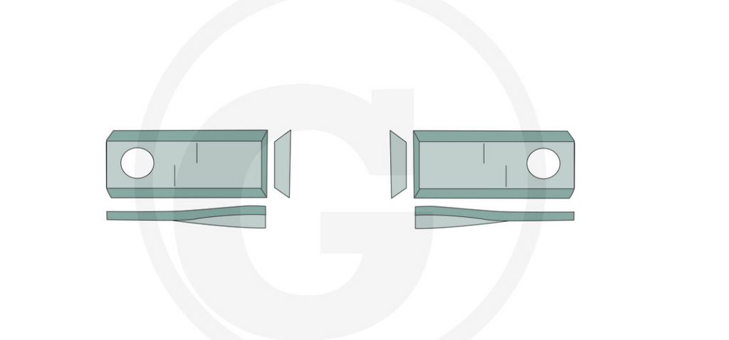 For KUHN MOWER BLADES  105 X 47mm (25) Left, with rounded head 25 mm