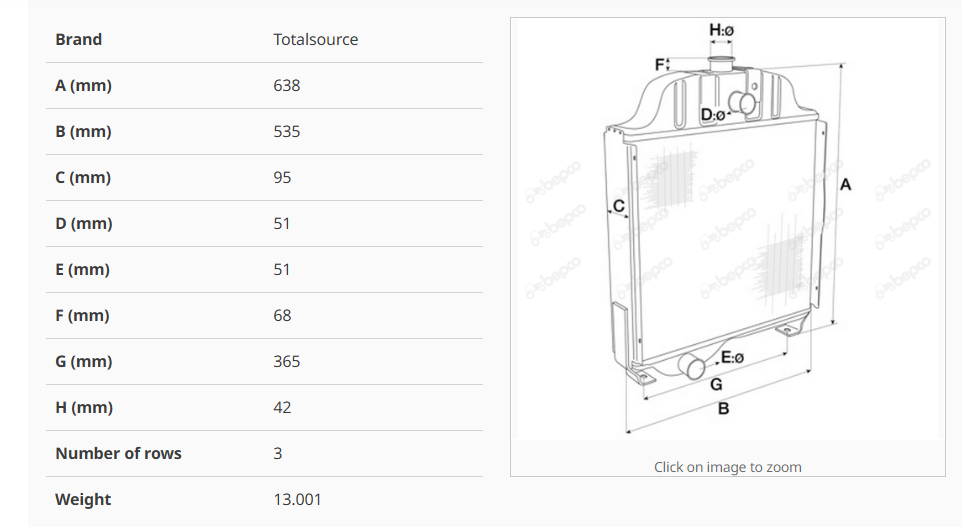 For MASSEY FERGUSON 3000 RADIATOR 